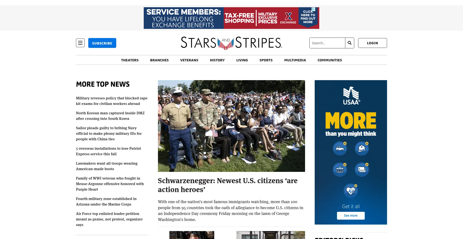 Website screenshot of Stripes.com