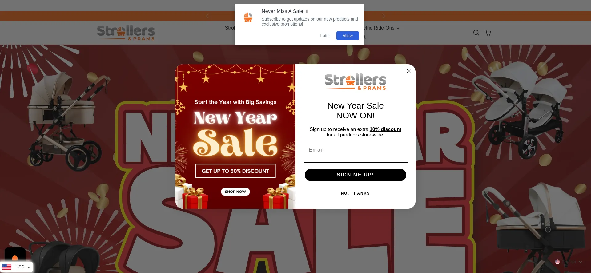 Website screenshot of Strollersandprams.shop