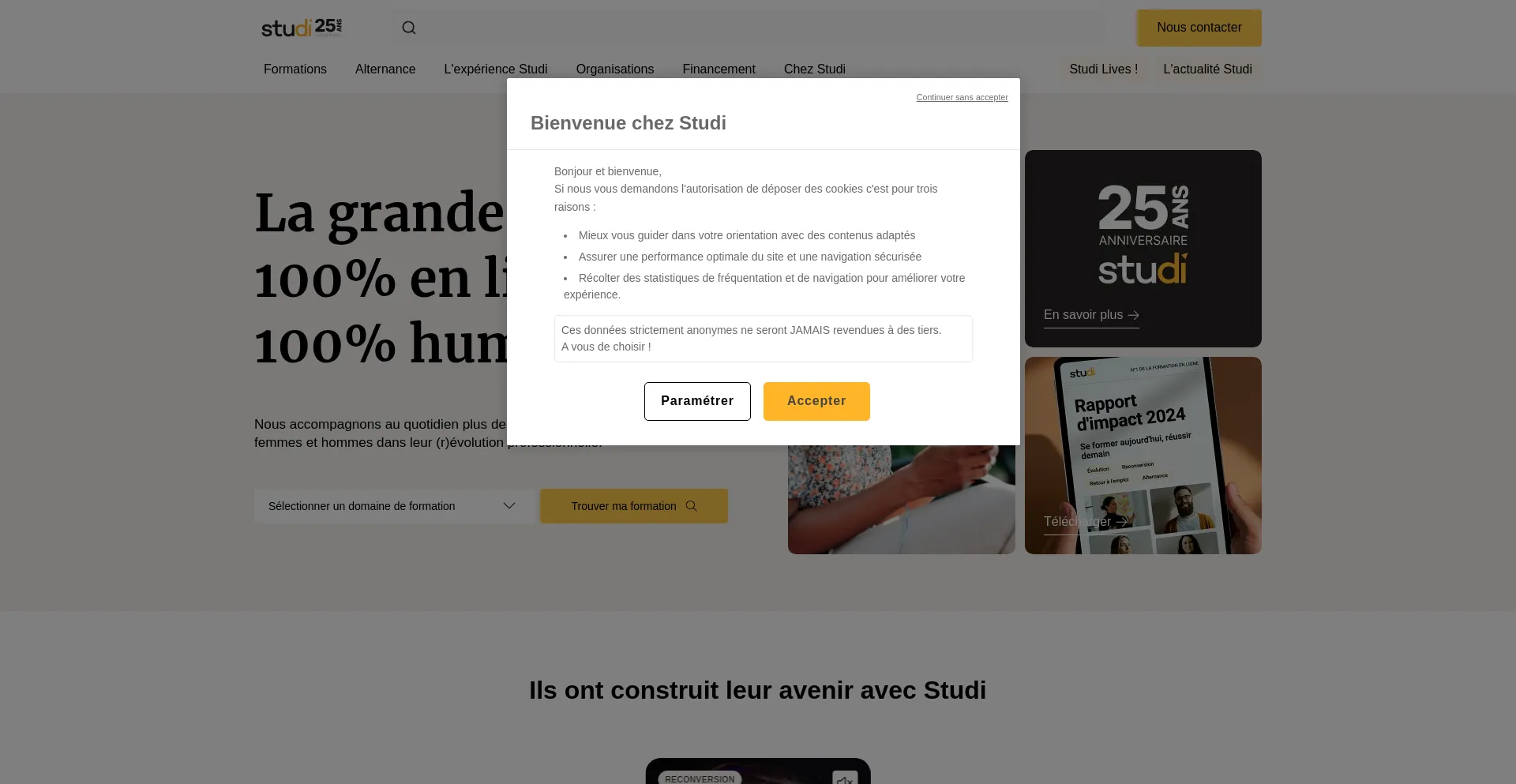 Website screenshot of Studi.com