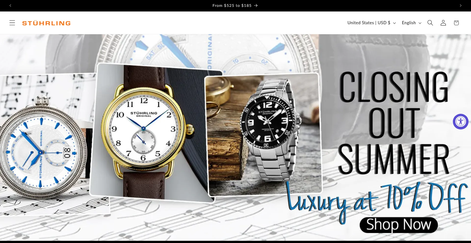 Website screenshot of Stuhrling.com