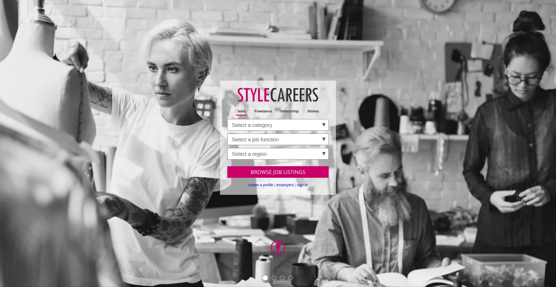 Website screenshot of Stylecareers.com