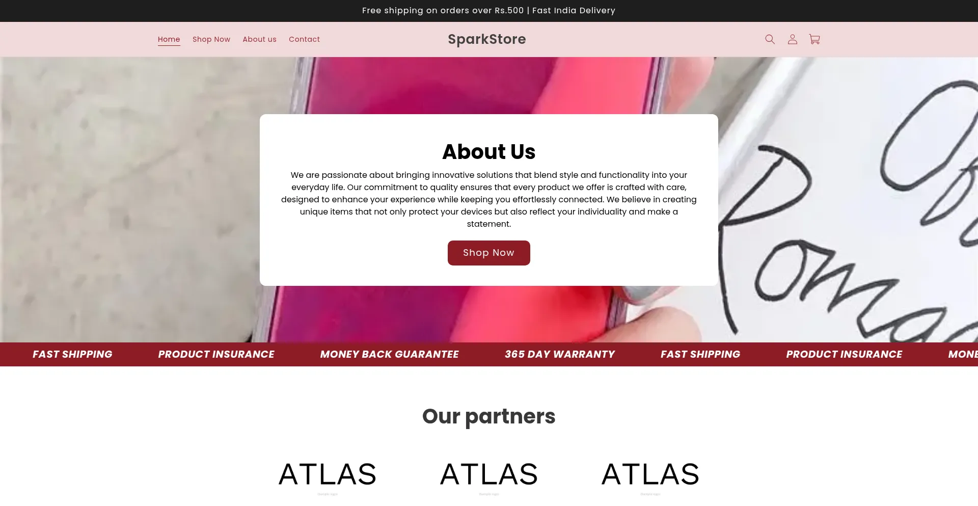 Website screenshot of Stylesparkcase.com