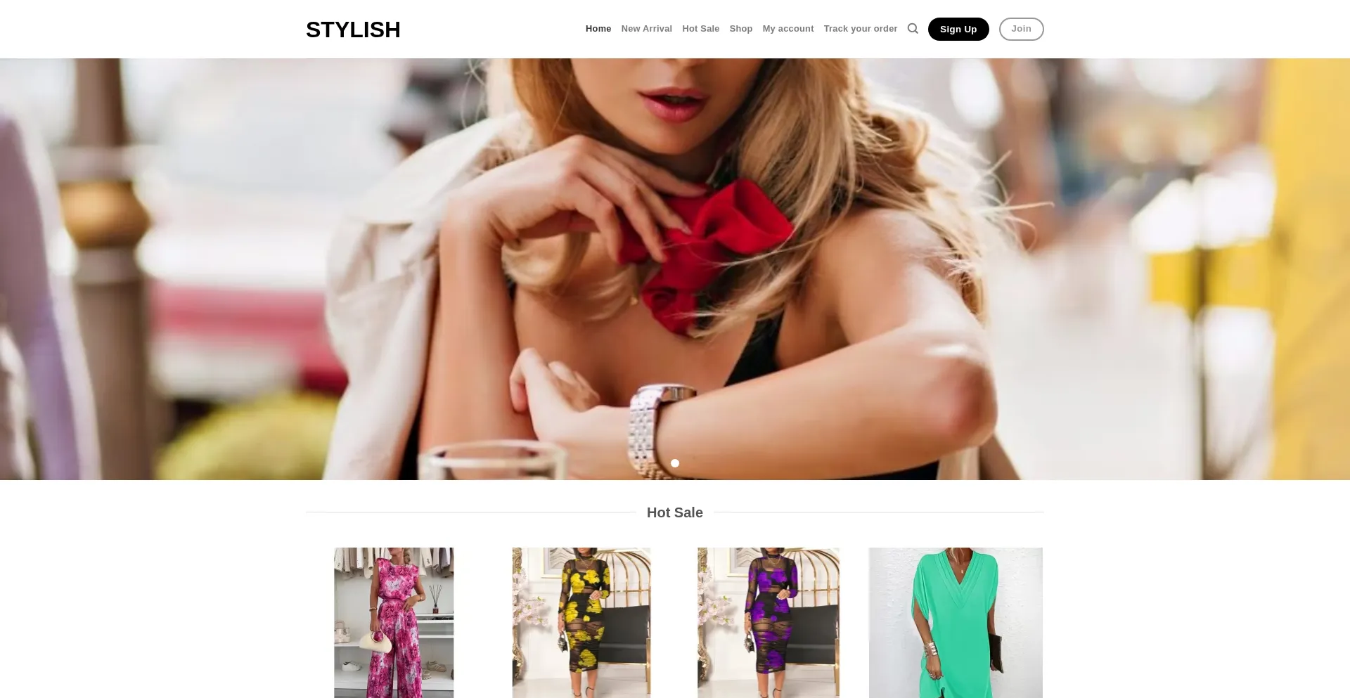 Website screenshot of Stylishclothes.top