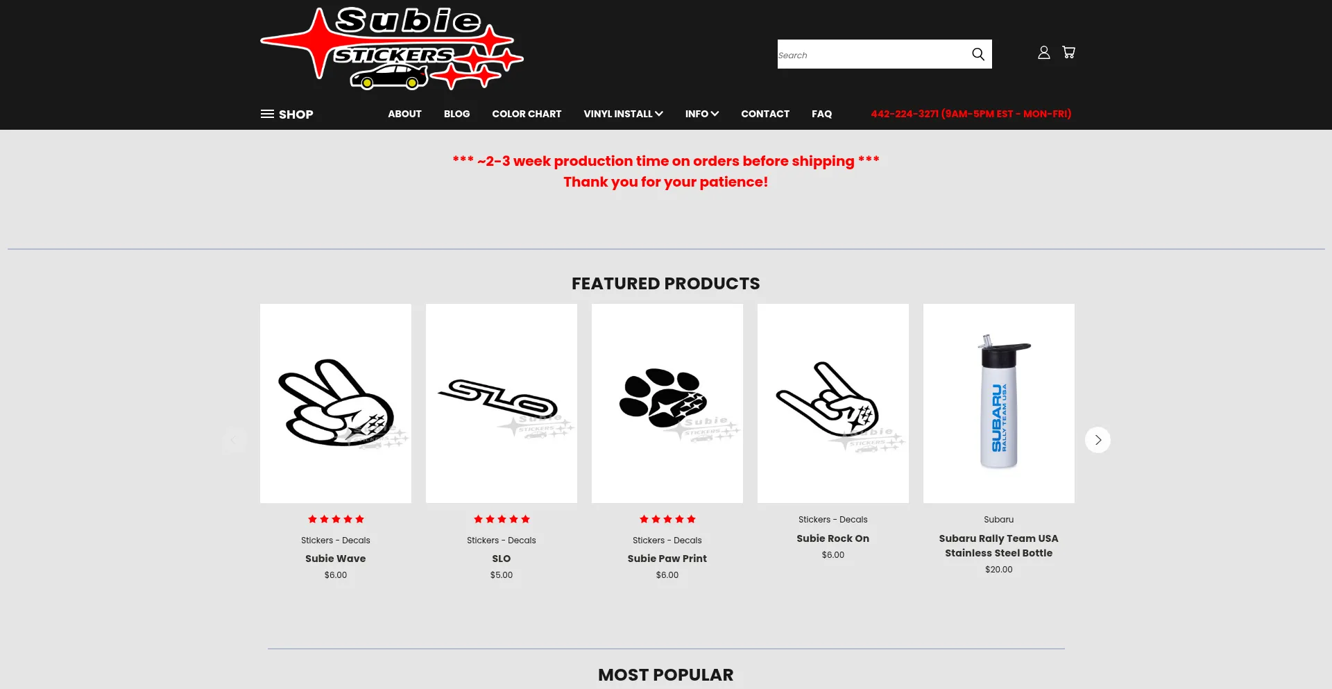 Website screenshot of Subiestickers.com