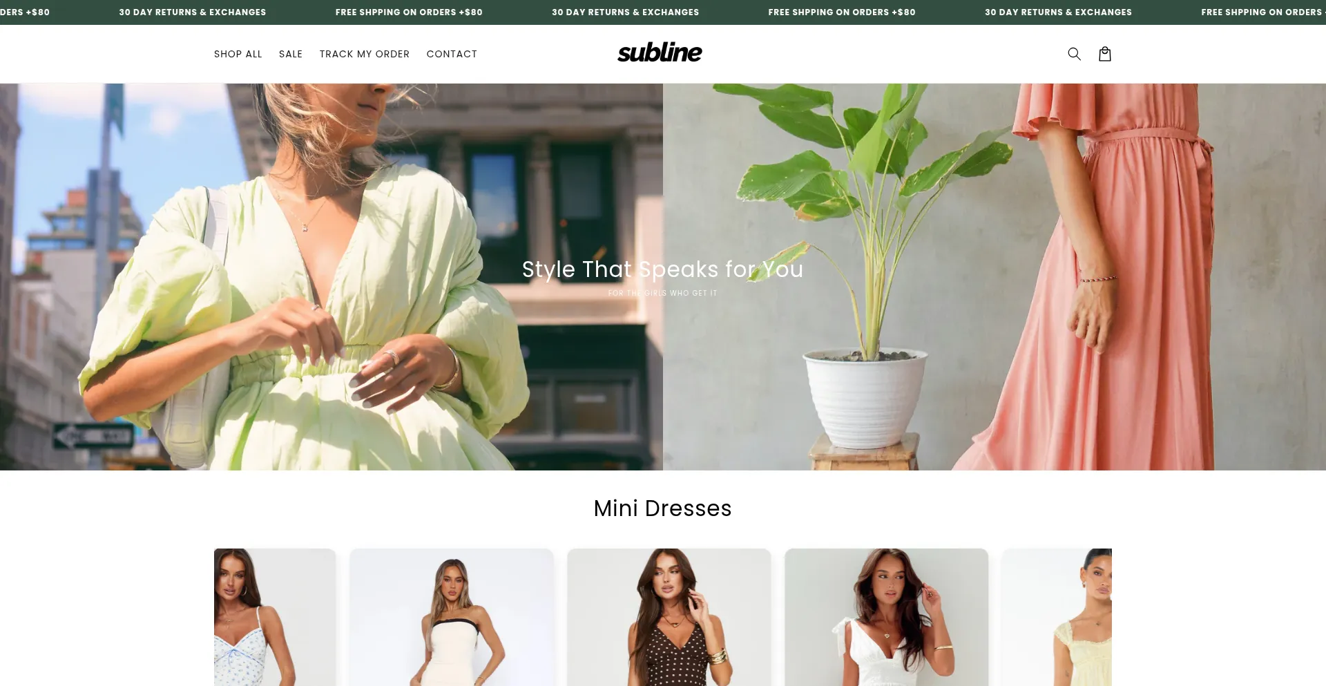 Website screenshot of Subline.shop