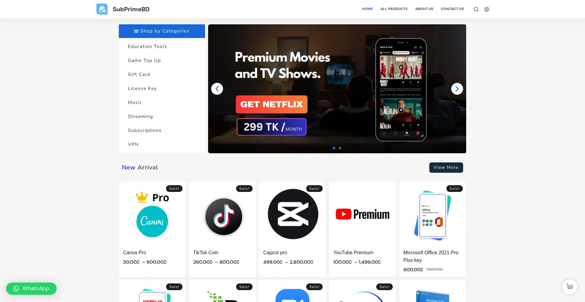 Website screenshot of Subprimebd.com