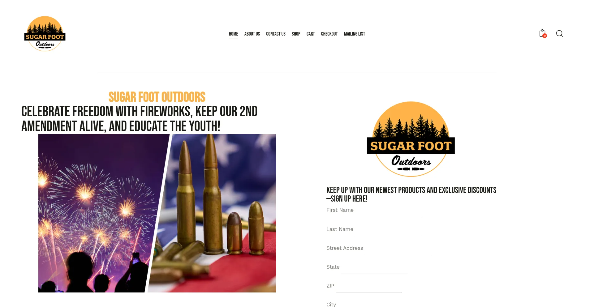 Website screenshot of Sugarfootoutdoors.com
