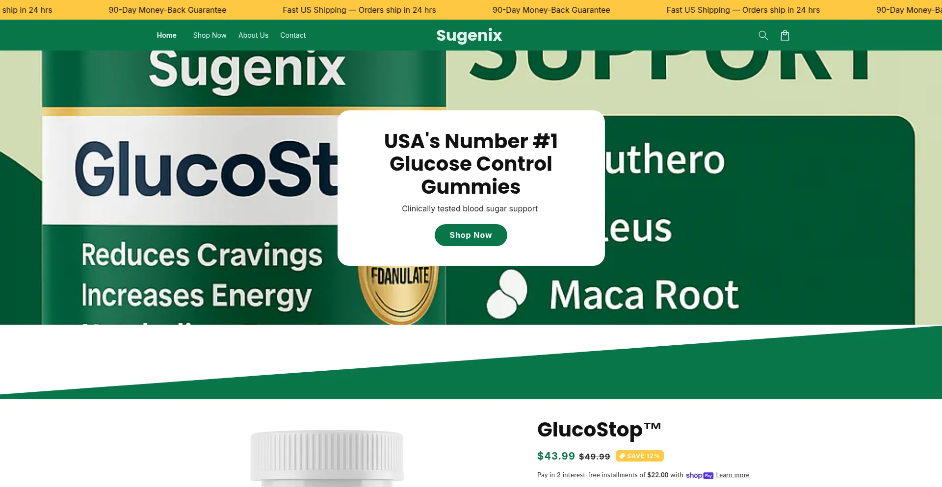 Website screenshot of Sugenix.com