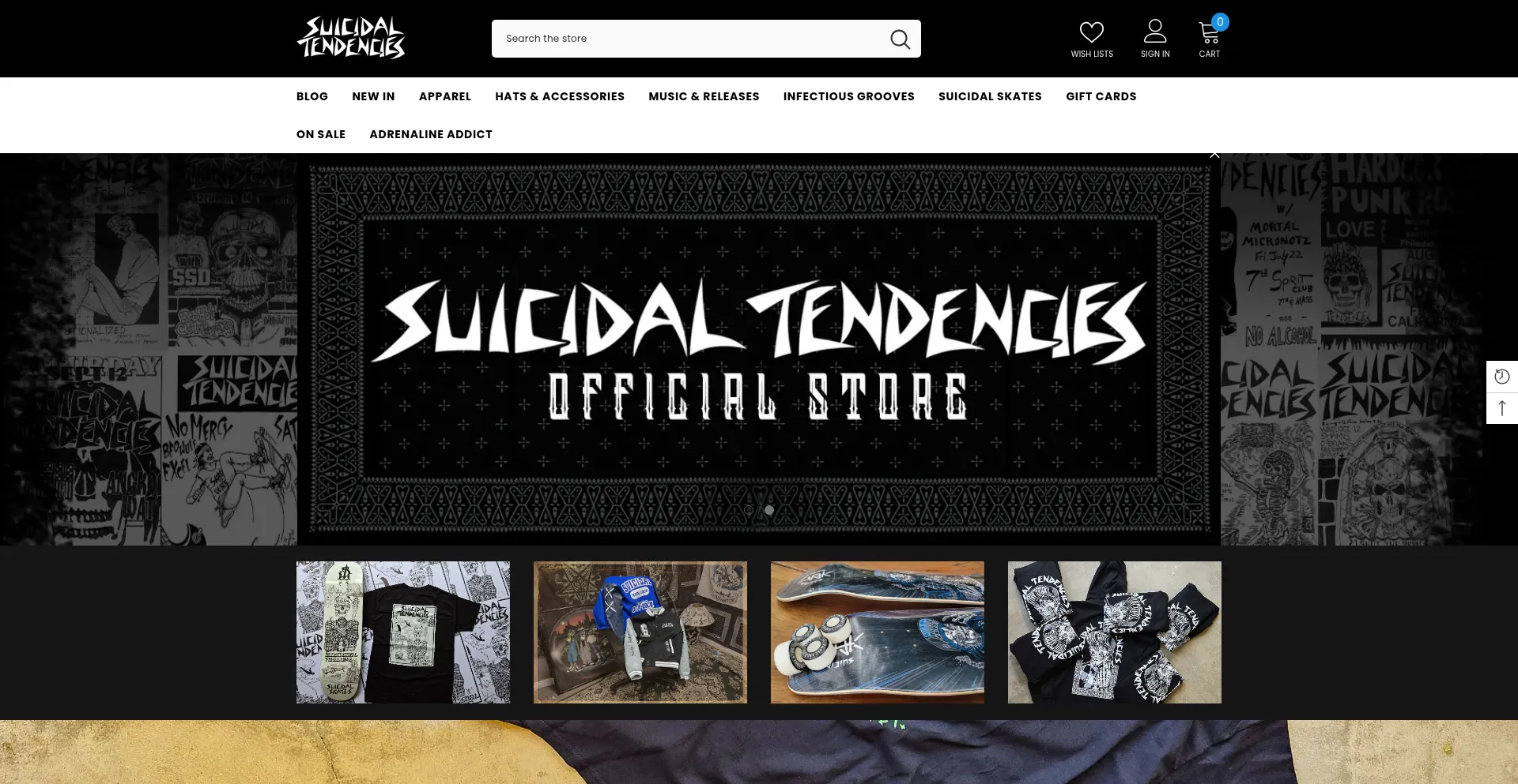 Website screenshot of Suicidaltendenciesstore.com
