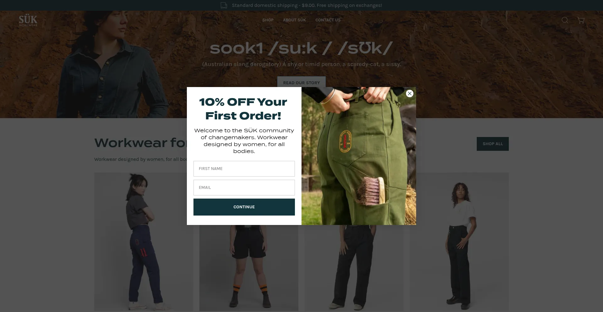 Website screenshot of Sukworkwear.com.au