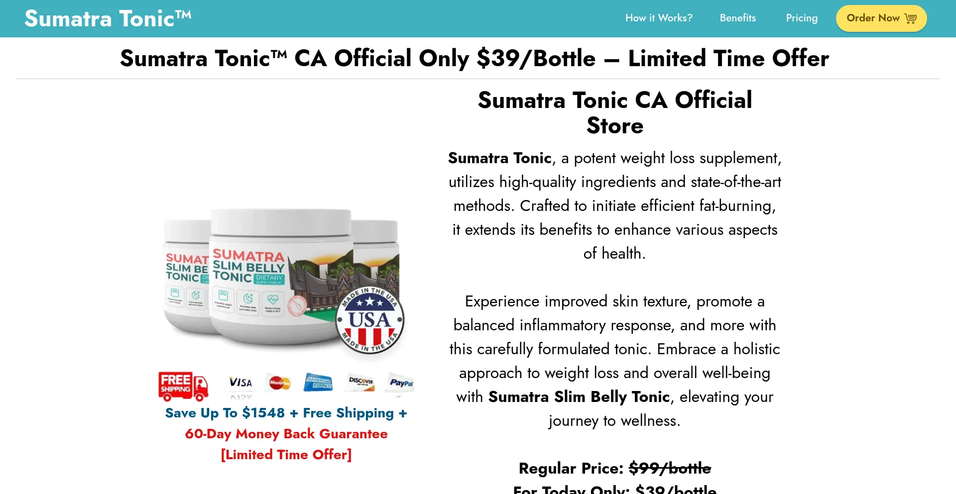Website screenshot of Sumatra--tonic.ca