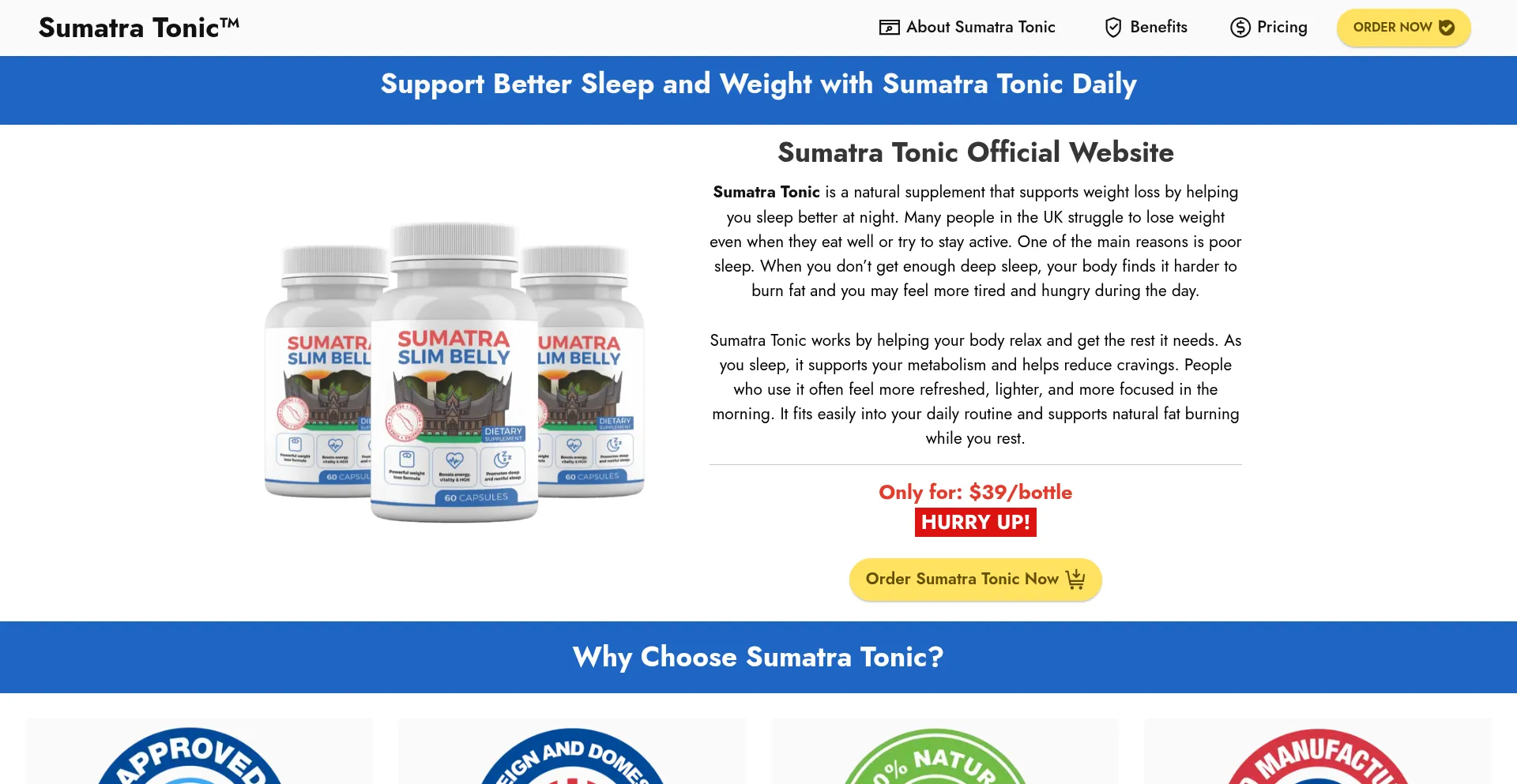 Website screenshot of Sumatratonic.co.uk