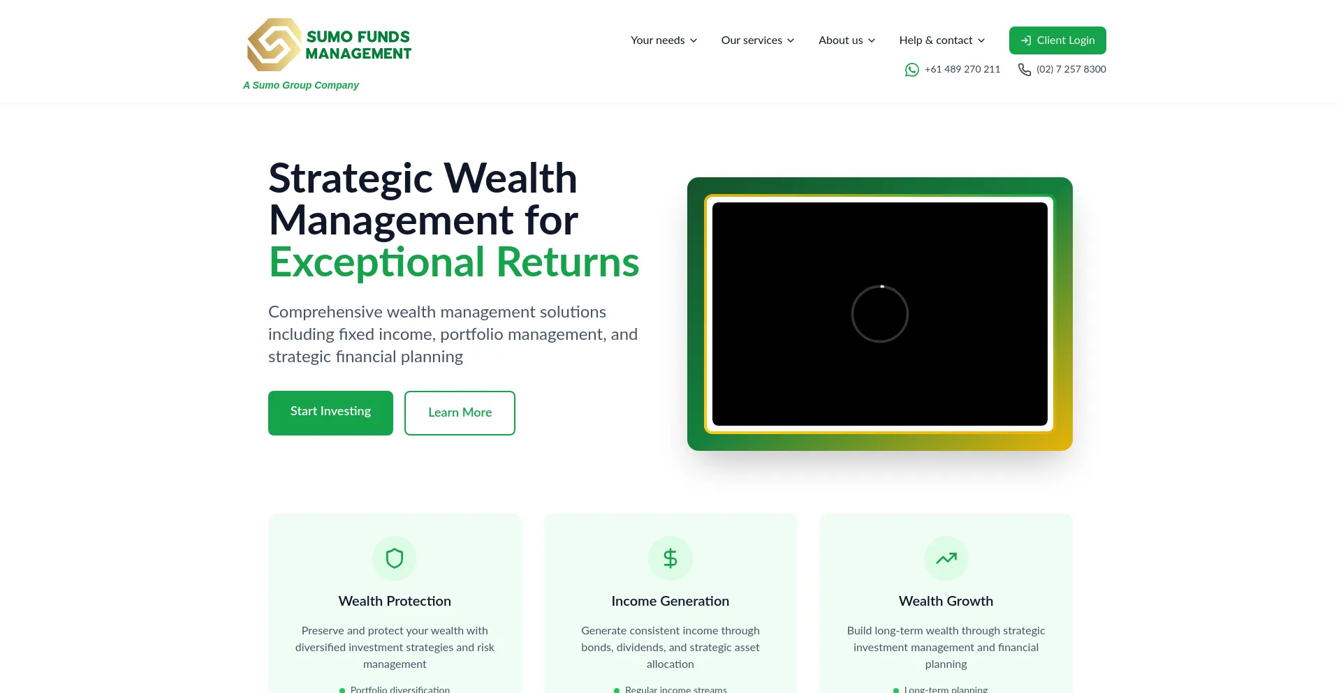 Website screenshot of Sumofundsmanagement.com