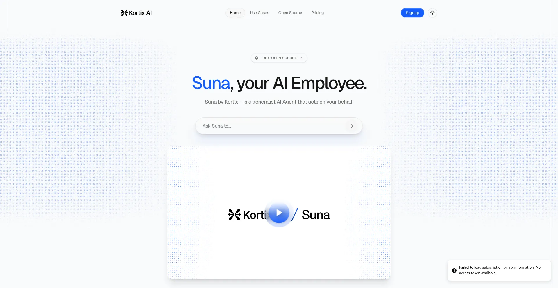 Website screenshot of Suna.so