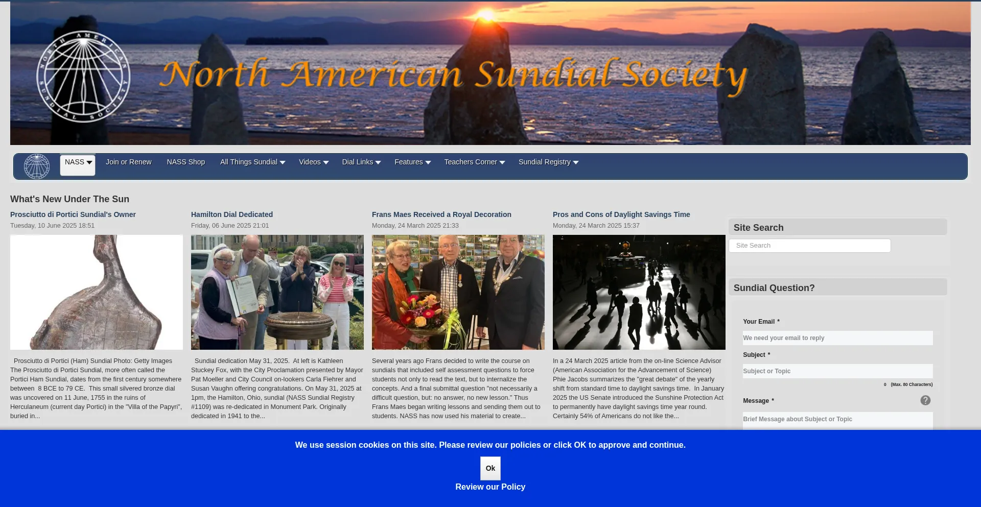Website screenshot of Sundials.org