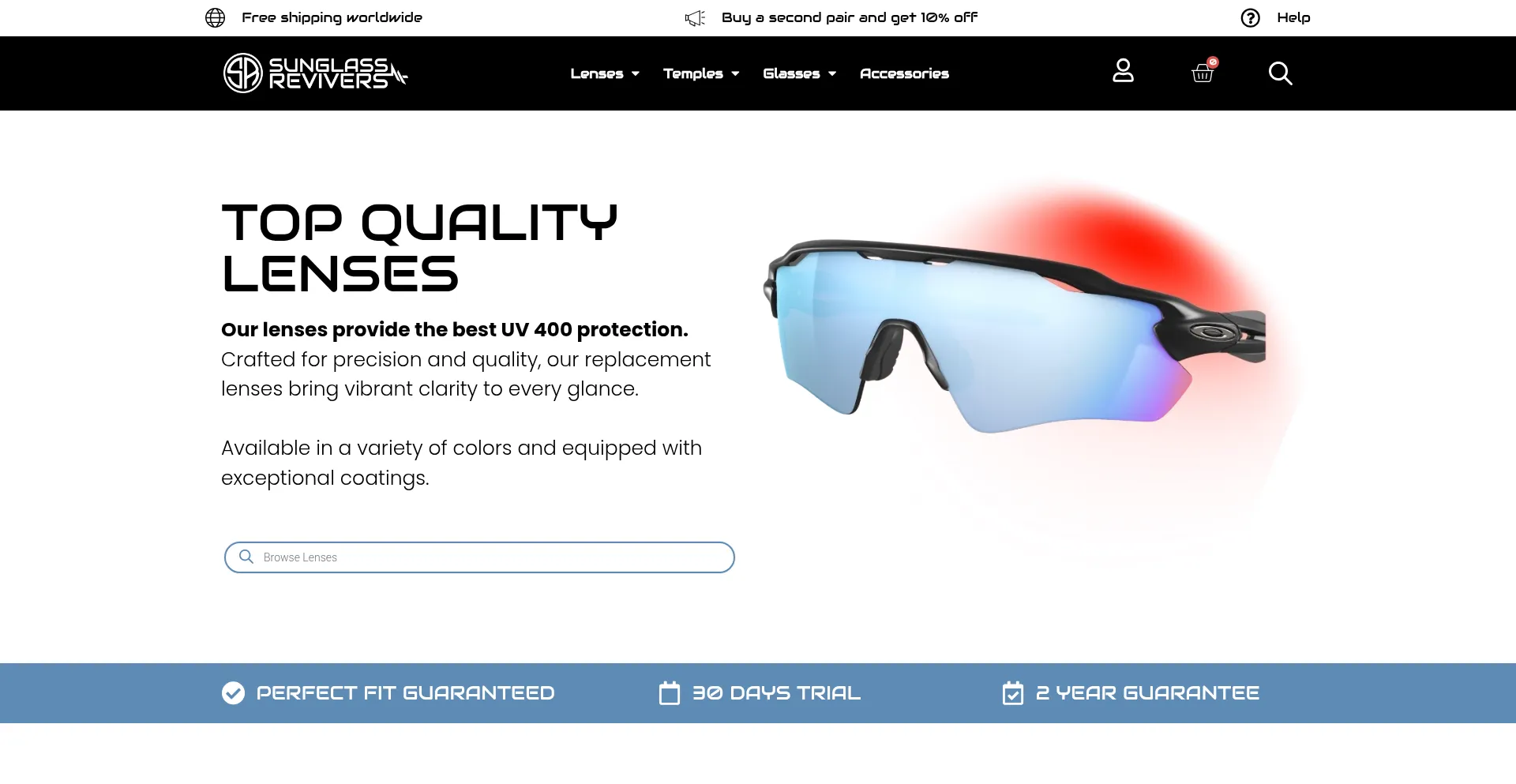 Website screenshot of Sunglassrevivers.com