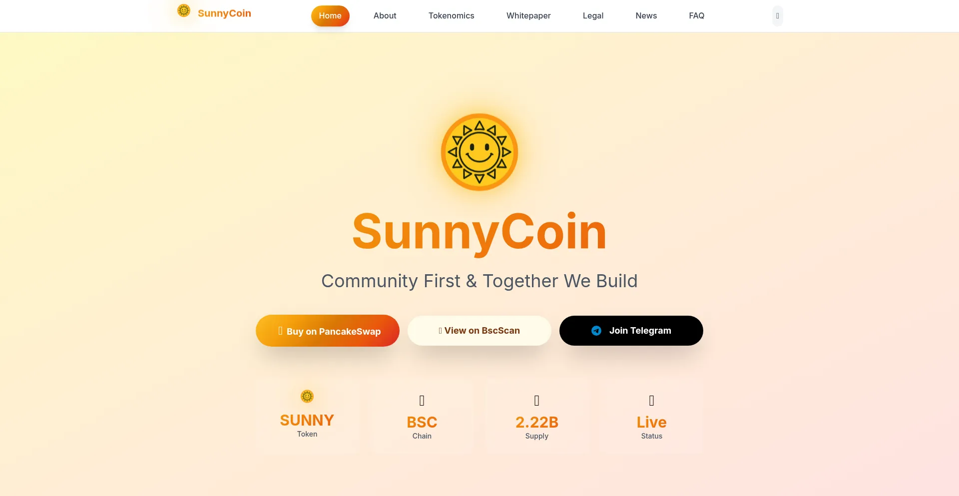 Website screenshot of Sunnycoin.app