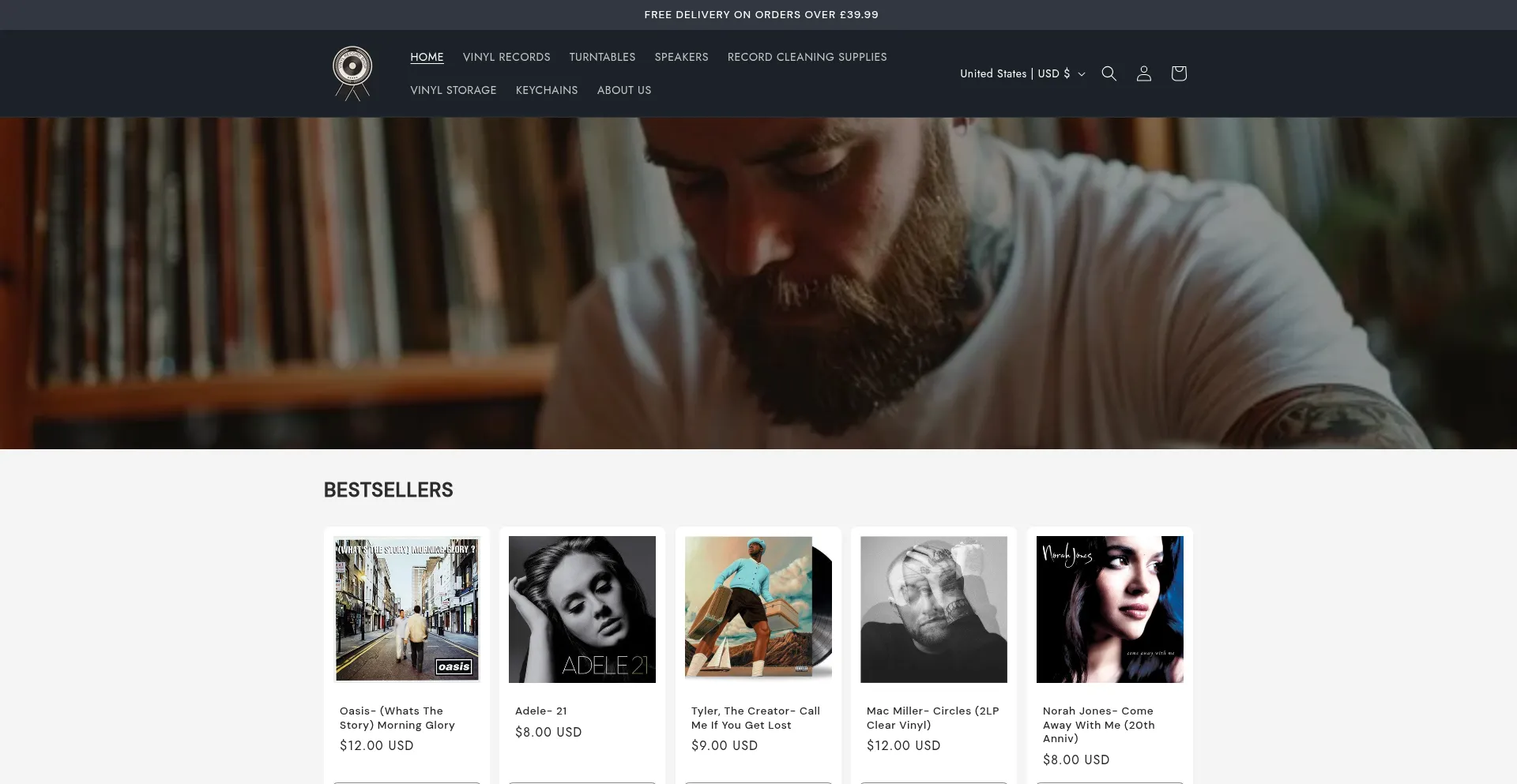 Website screenshot of Sunrisevinylshop.com
