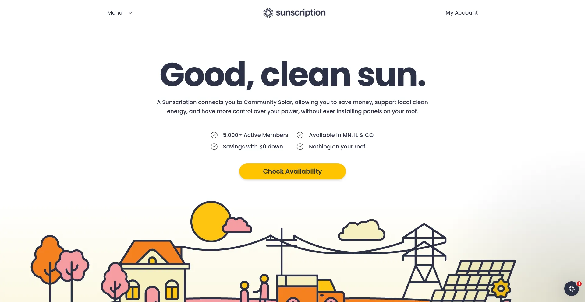 Website screenshot of Sunscription.com