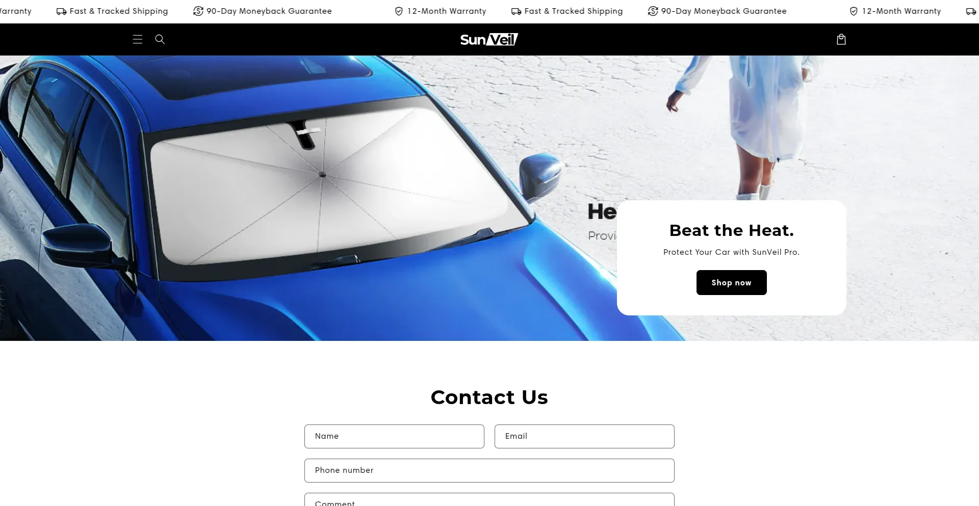 Website screenshot of Sunveilpro.com