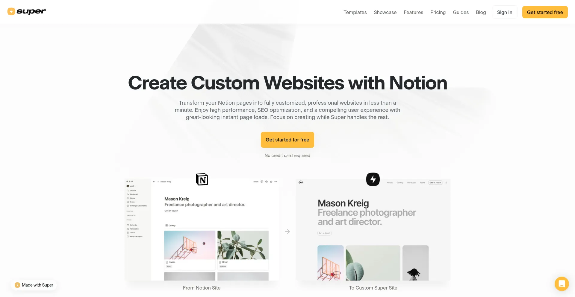 Website screenshot of Super.site