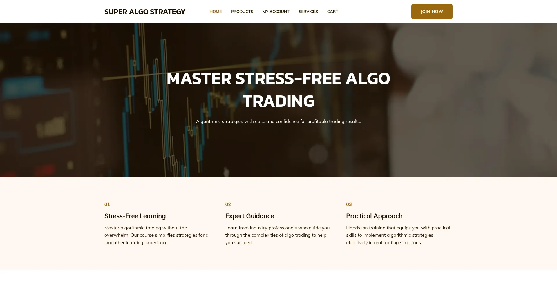 Website screenshot of Superalgostrategy.com