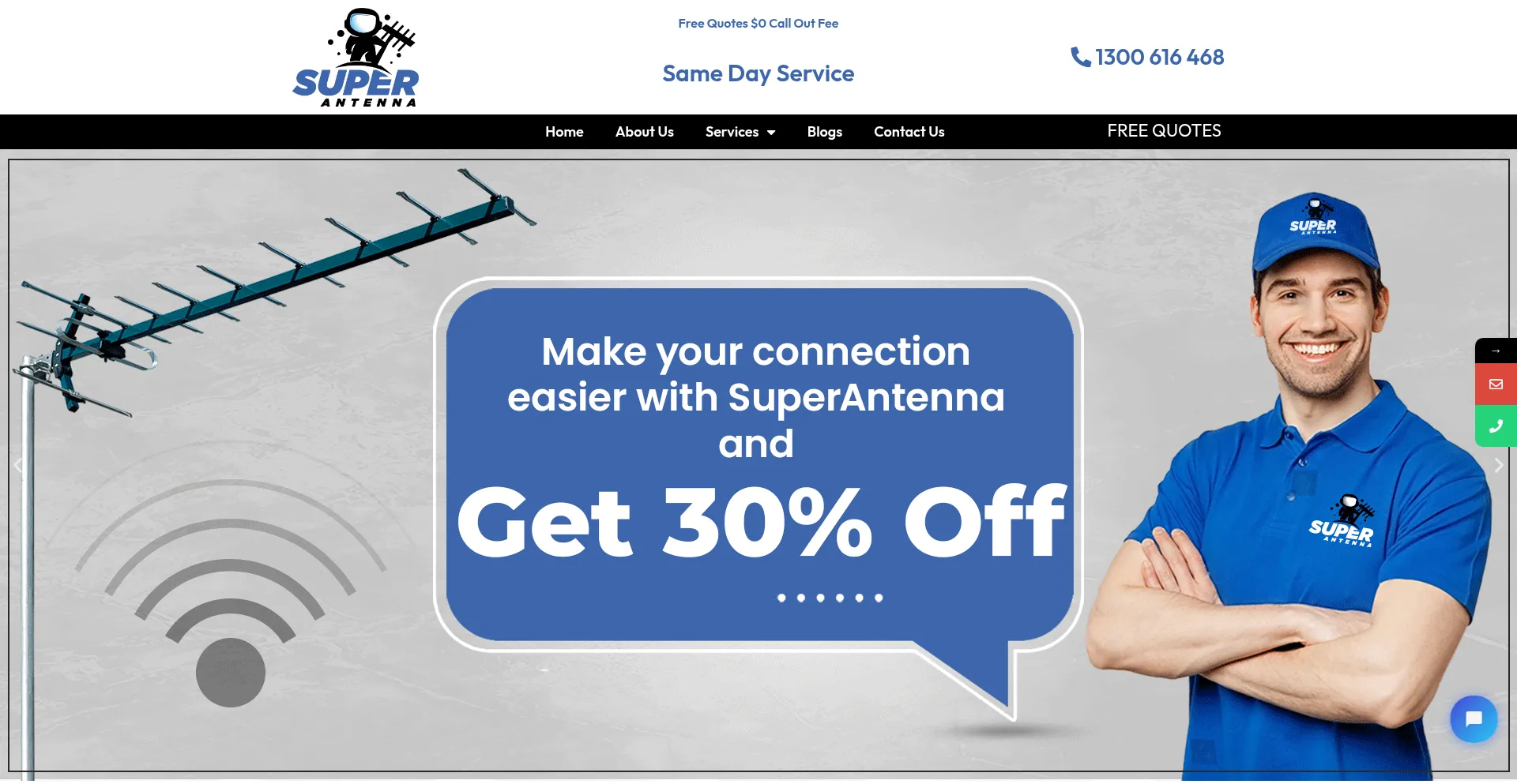 Website screenshot of Superantenna.com.au