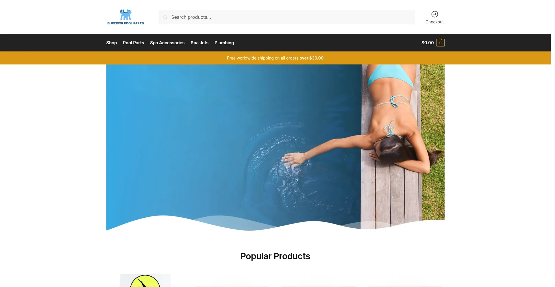 Website screenshot of Superiorpoolparts.com