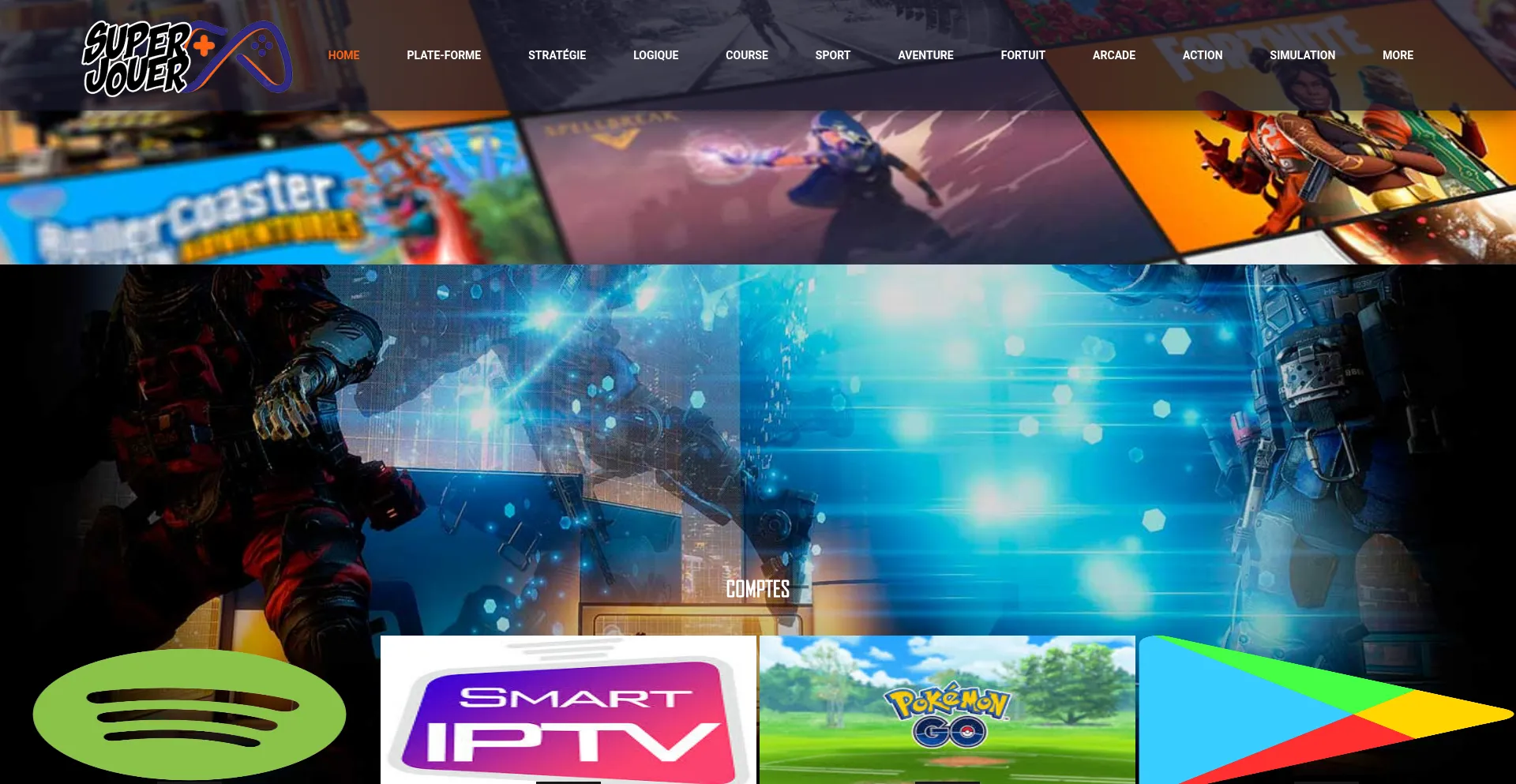 Website screenshot of Superjouer.fr