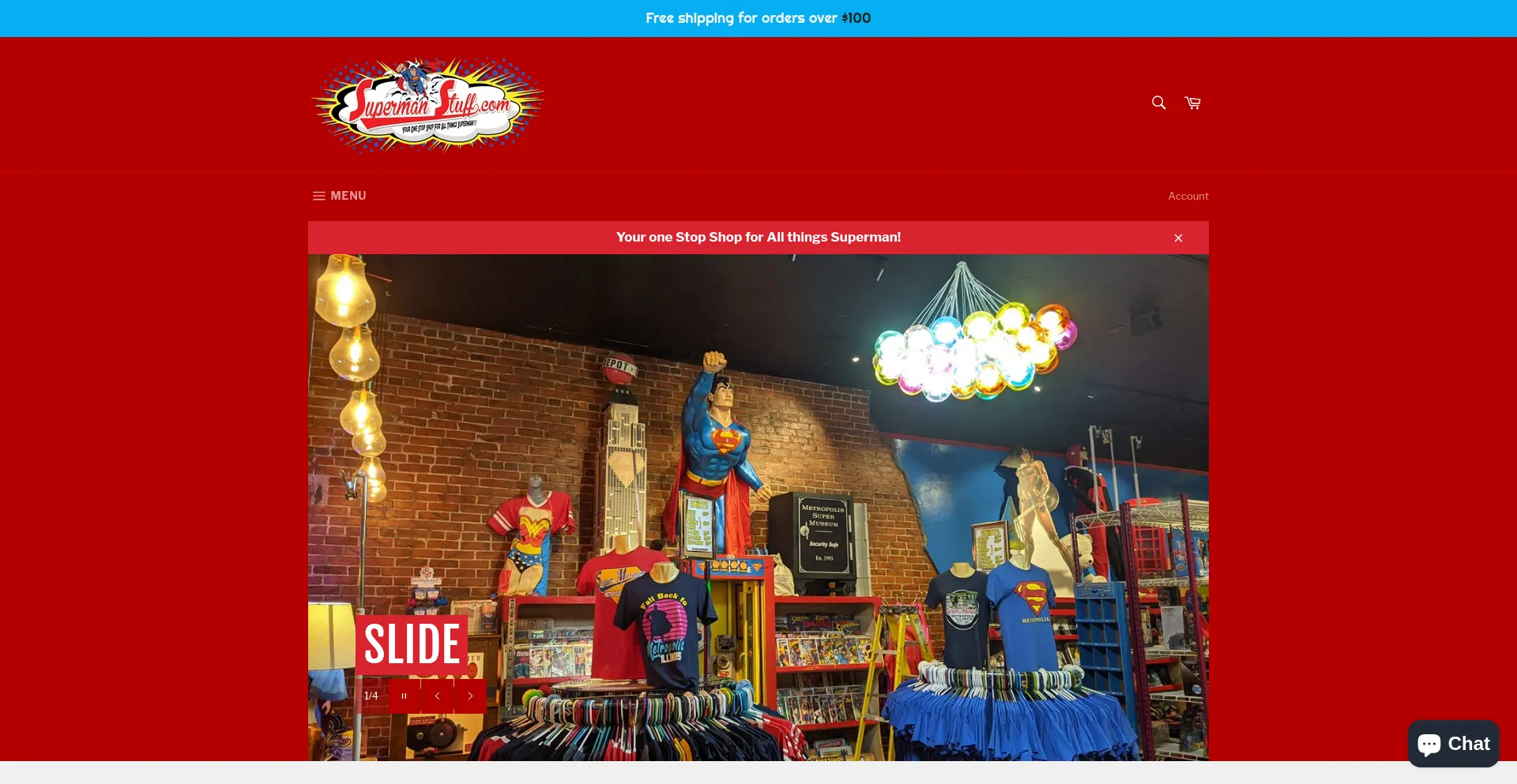 Website screenshot of Supermanstuff.com