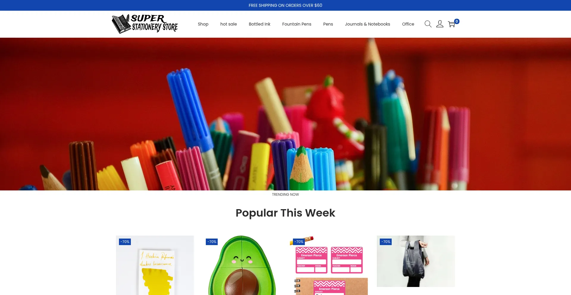 Website screenshot of Superstationerystore.com
