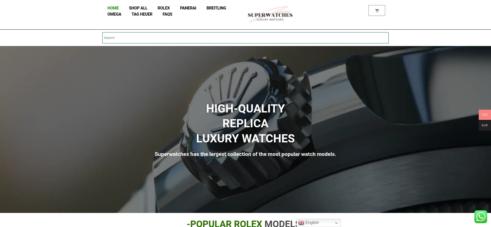 Website screenshot of Superwatches.store