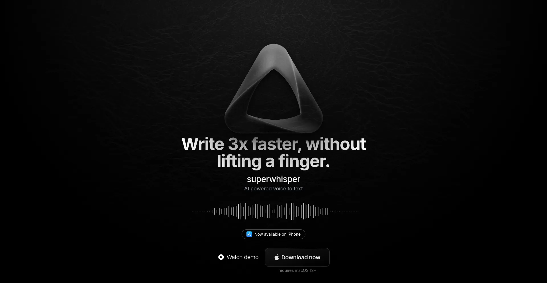 Website screenshot of Superwhisper.com
