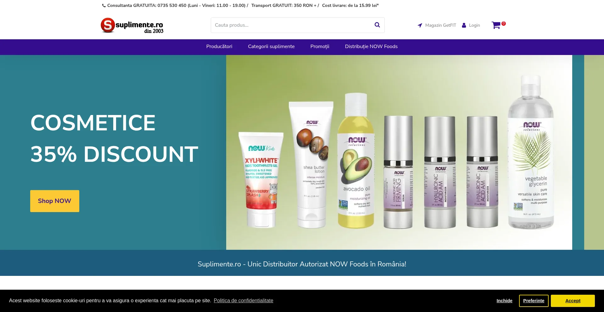 Website screenshot of Suplimente.ro