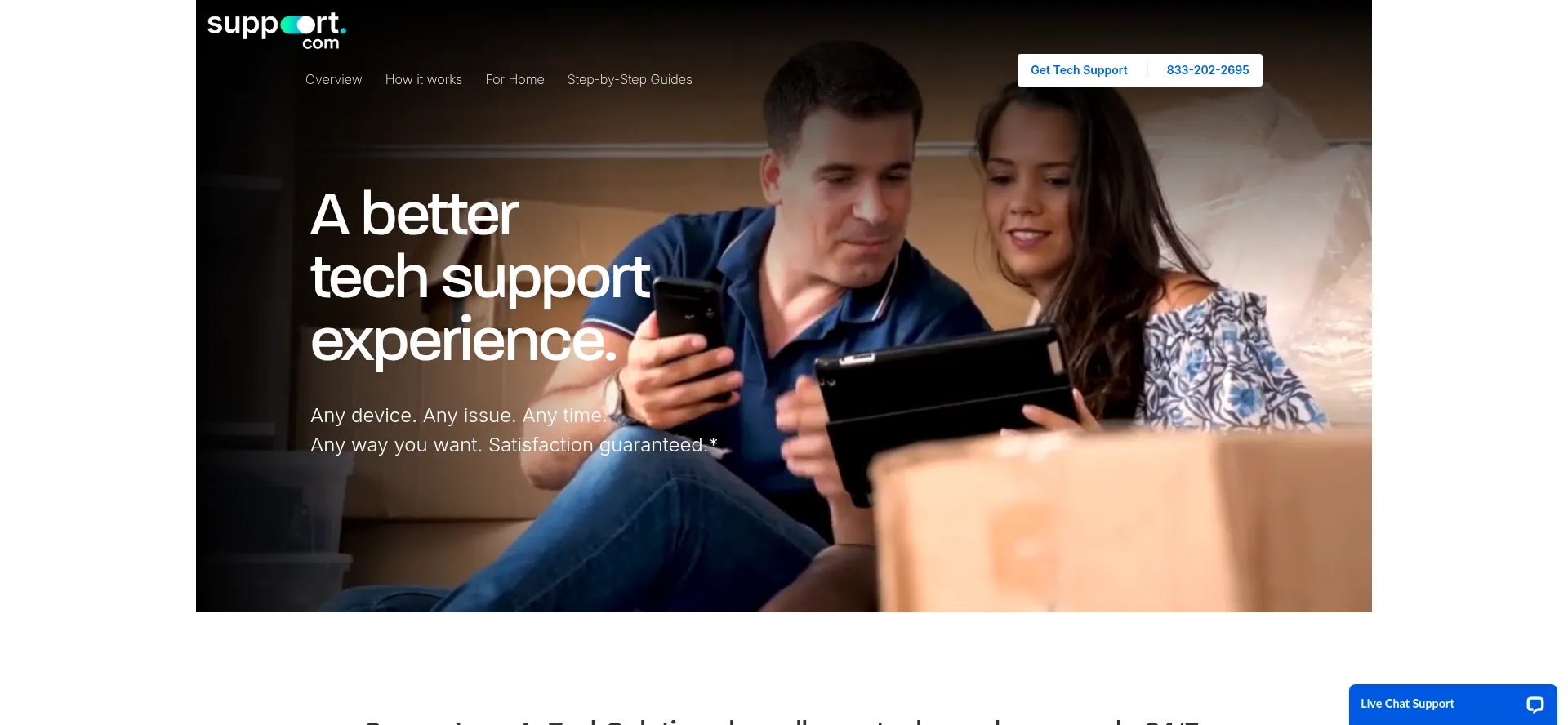 Website screenshot of Support.com