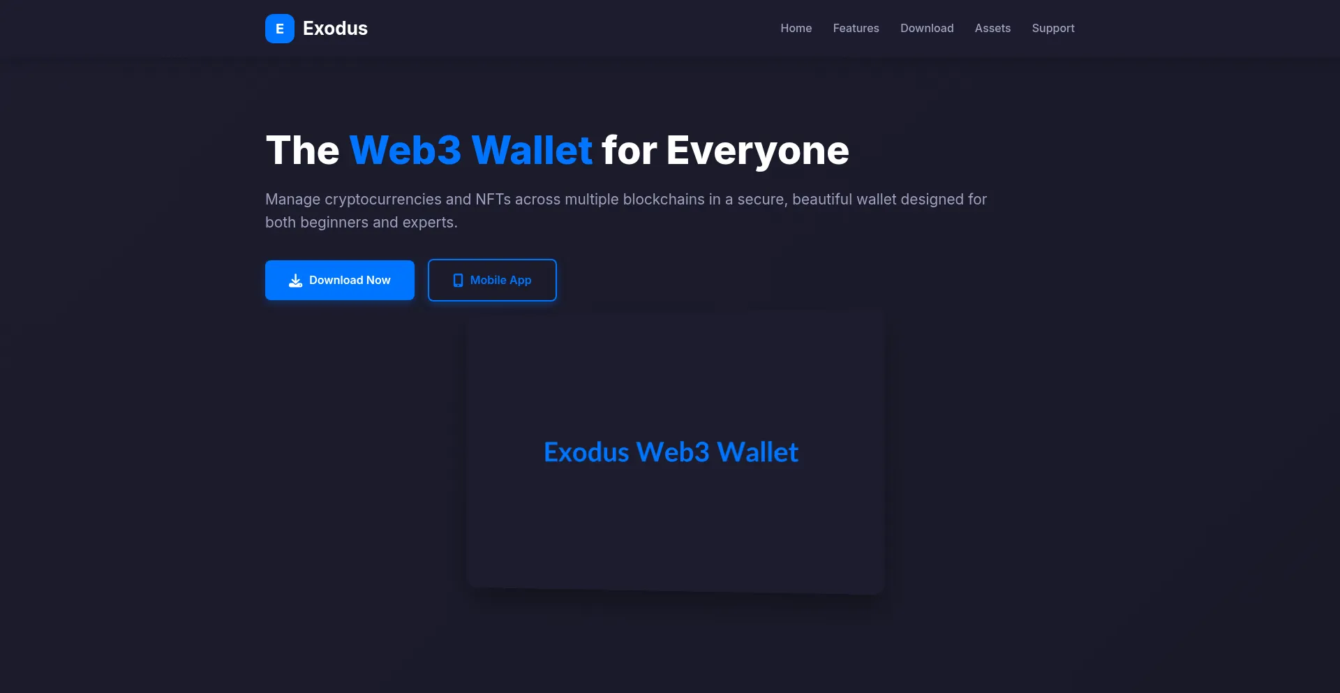 Website screenshot of Support-exodus.pages.dev