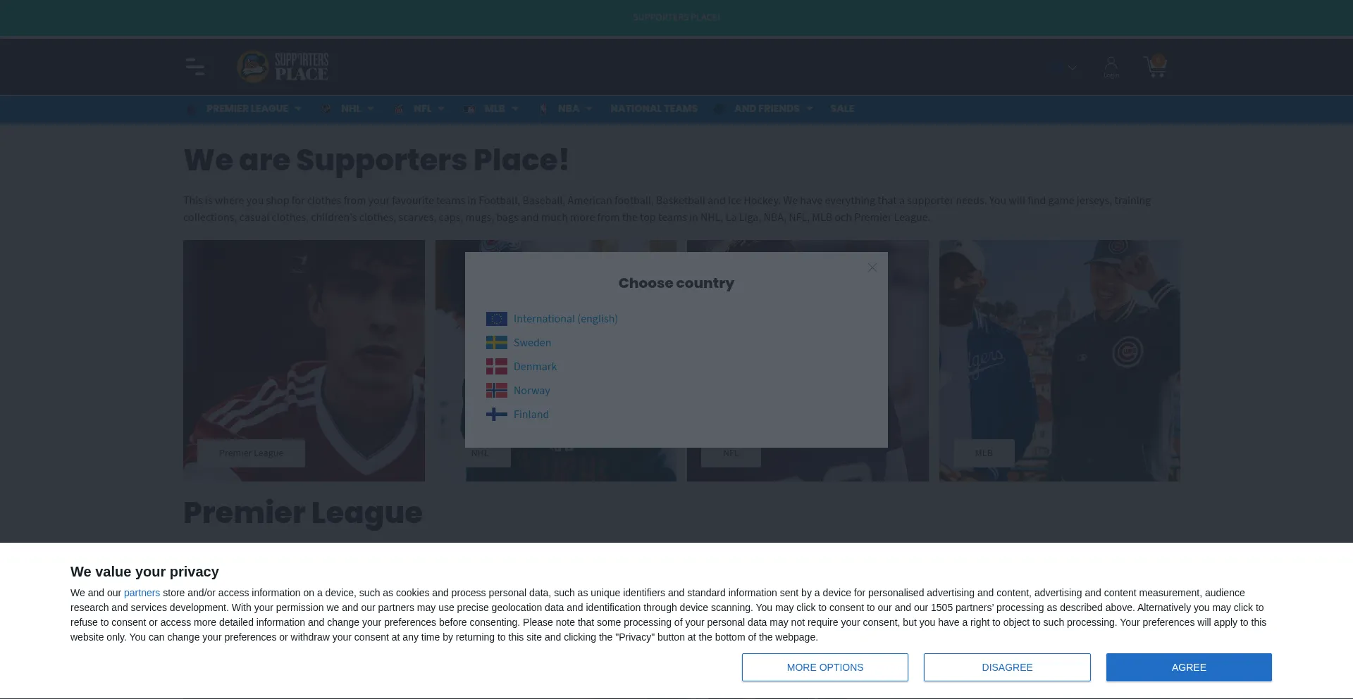 Website screenshot of Supportersplace.com