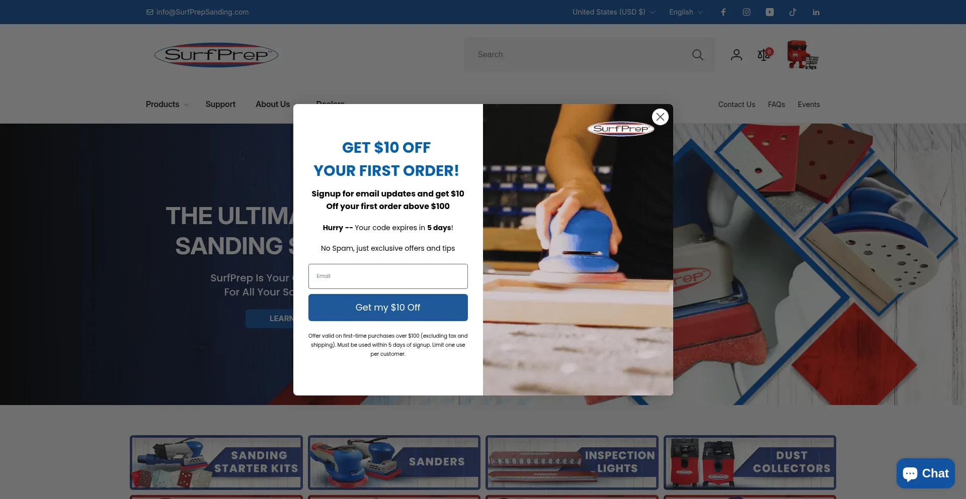 Website screenshot of Surfprepsanding.com