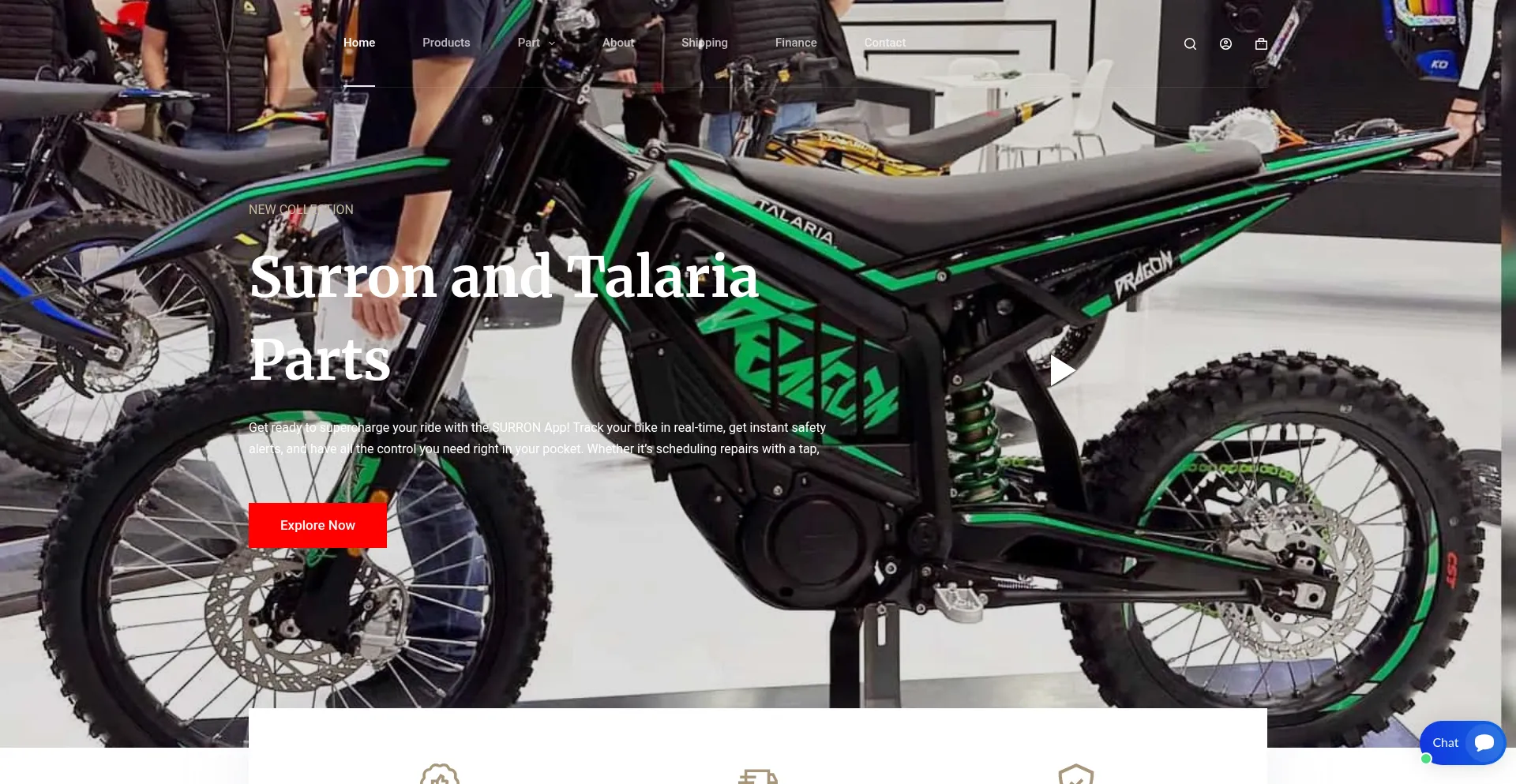 Website screenshot of Surronandtalariaparts.com