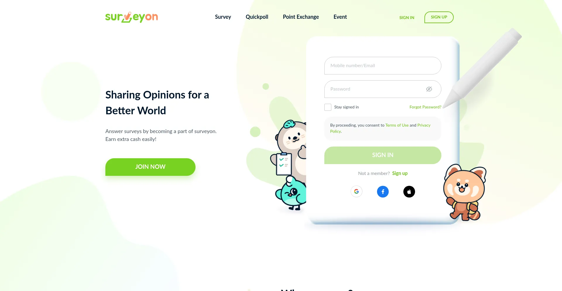 Website screenshot of Surveyon.com