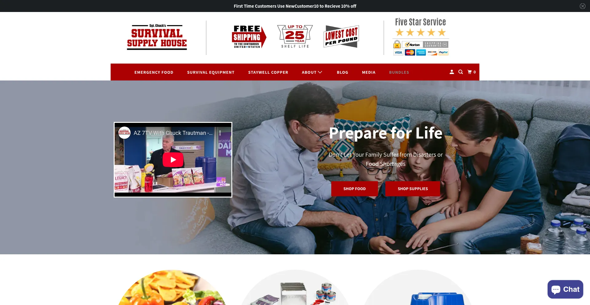 Website screenshot of Survivalsupplyhouse.com