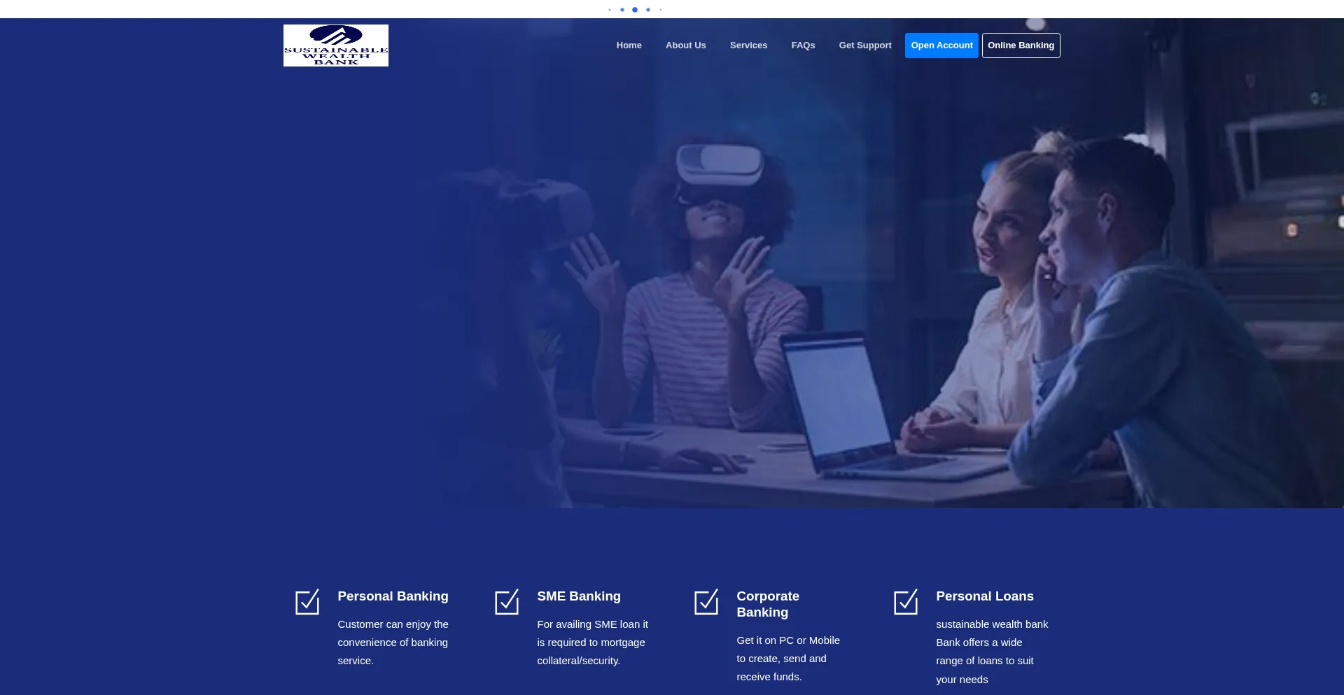 Website screenshot of Sustainablewealthbank.com