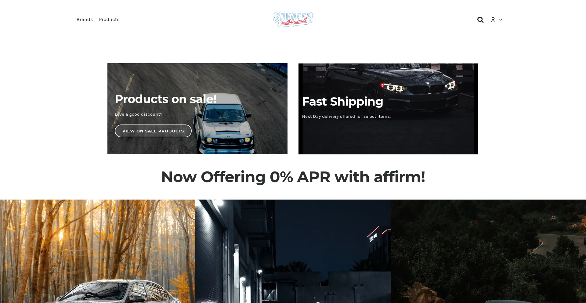 Website screenshot of Suvneermotorsports.com