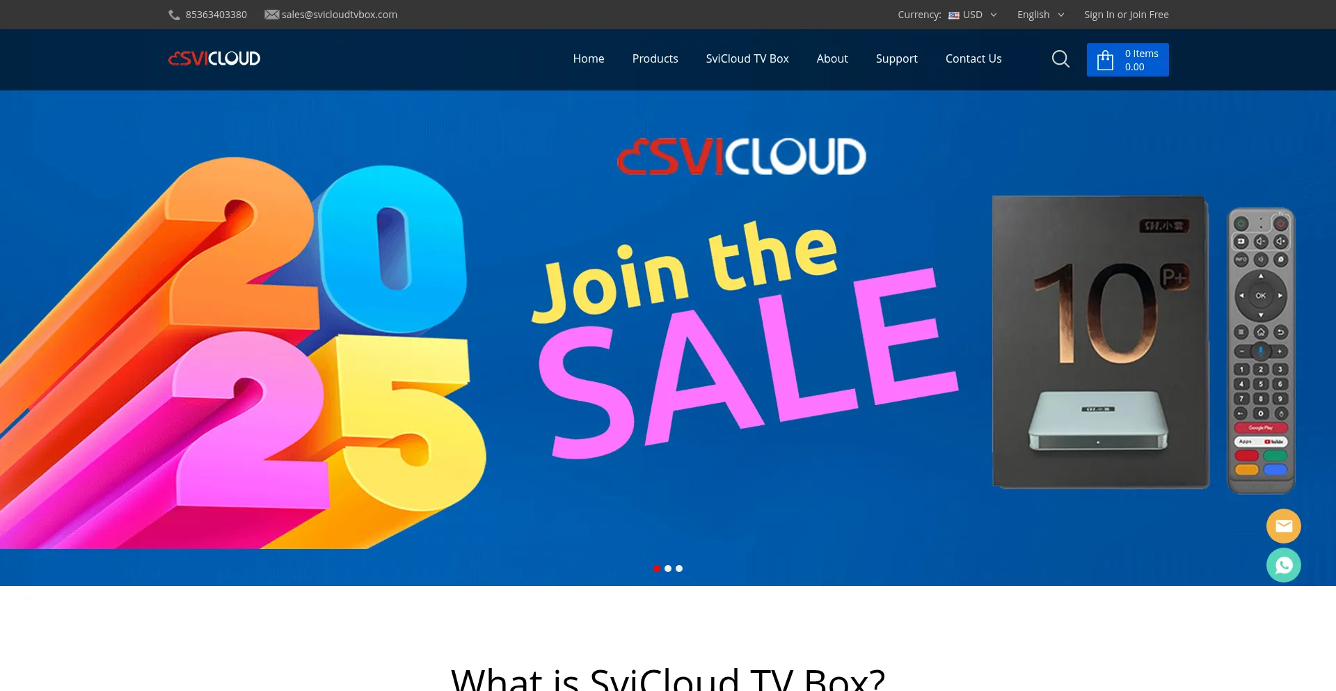 Website screenshot of Svicloudtvbox.com