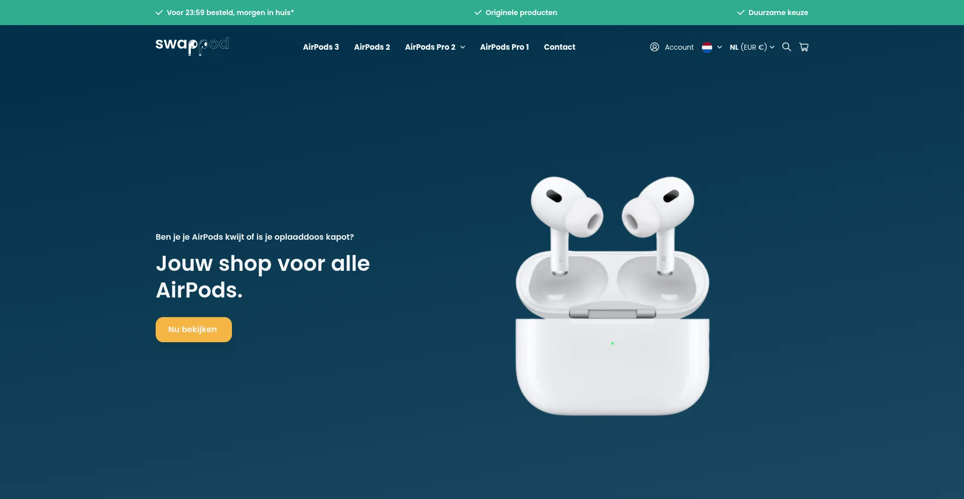 Website screenshot of Swappod.com