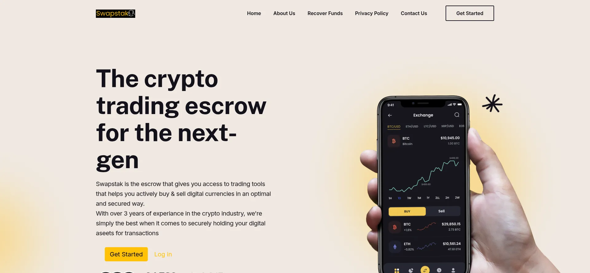 Website screenshot of Swapstak.com