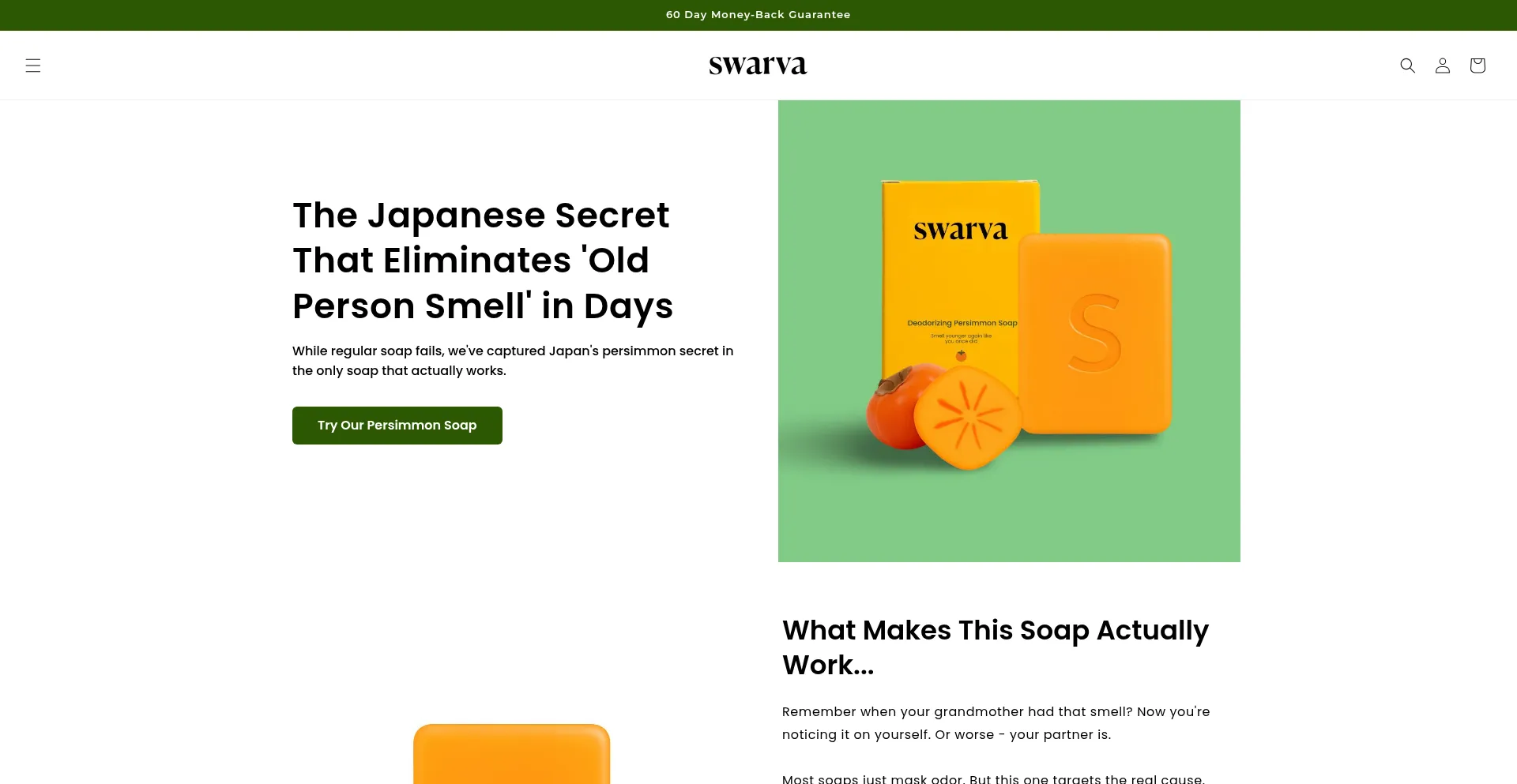 Website screenshot of Swarva.com