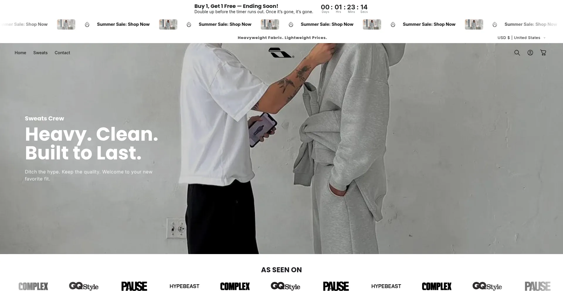 Website screenshot of Sweatscrew.com