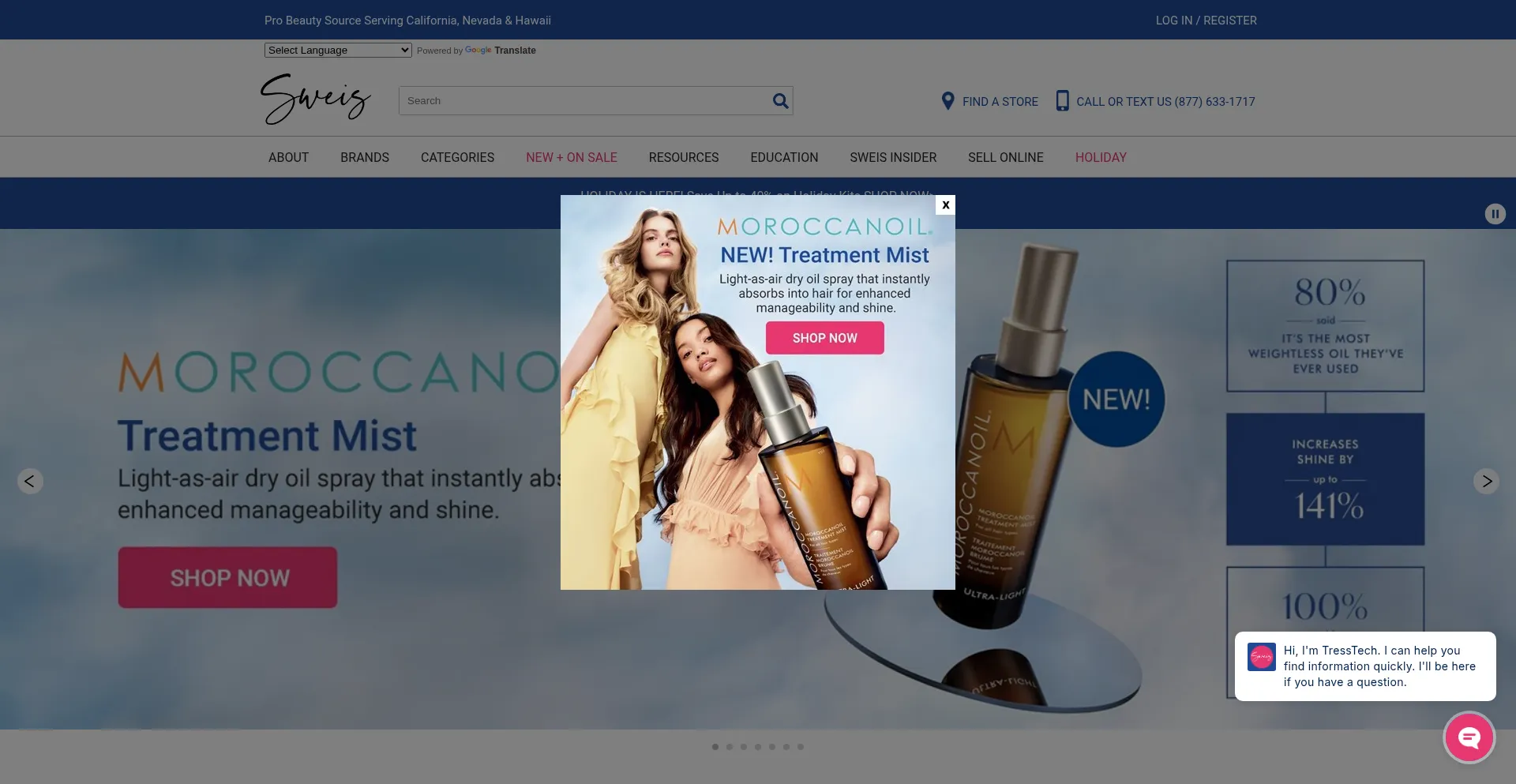 Website screenshot of Sweisinc.com