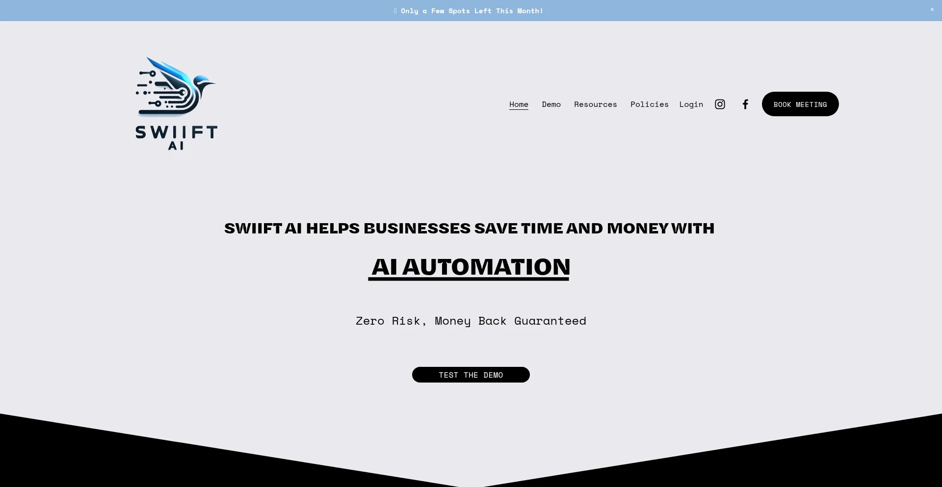 Website screenshot of Swiiftai.com